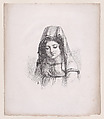 Young girl in peasant dress with veil, Baron Dominique Vivant Denon  French, Lithograph