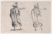 L'Homme Vu de Dos, La Main Droite Tendue (Man Viewed from Behind, Right Hand Extended), from Les Caprices Series B, The Nancy Set, Jacques Callot  French, Etching; first state of two (Lieure)