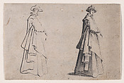 La Dame au Vêtement Ample (The Woman with Ample Clothing), from Les Caprices Series B, The Nancy Set, Jacques Callot  French, Etching; first state of two (Lieure)