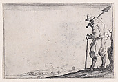 Le Paysan Portant sa Pelle sur L'Épaule (The Peasant Carrying his Shovel Over his Shoulder), from "Les Caprices" Series B, The Nancy Set, Jacques Callot  French, Etching; first state of two (Lieure)