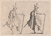Le Gentilhomme a la Grande Canne (The Gentleman with a Large Cane), from "Les Caprices" Series B, The Nancy Set, Jacques Callot  French, Etching; first state of two (Lieure)