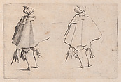 Le Gentilhomme au Grand Manteau, Vu de Dos (The Gentleman with a Large Mantle, Viewed from Behind), from "Les Caprices" Series B, The Nancy Set, Jacques Callot French, Etching; first state of two (Lieure)