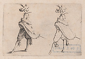 Le Gentilhomme au Manteau Posé sur la Hanche (The Gentleman with his Mantle on his Hip), from "Les Caprices" Series B, The Nancy Set, Jacques Callot French, Etching; first state of two (Lieure)