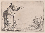 Le Paysan Assailli par les Abeilles (The Peasant Attacked by Bees), from "Les Caprices" Series B, The Nancy Set, Jacques Callot French, Etching; first state of two (Lieure)