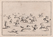 Chevaux Courant en Liberté (Horses Running Freely), from "Les Caprices" Series B, The Nancy Set, Jacques Callot  French, Etching; first state of two (Lieure)