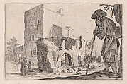Le Patre et Les Ruines (The Shepherd and the Ruins), from "Les Caprices" Series B, The Nancy Set, Jacques Callot French, Etching; first state of two (Lieure)