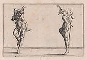 Les Deux Pantalons se Regardant (Two Men in Pantsuits Looking at Each Other), from "Les Caprices" Series B, The Nancy Set, Jacques Callot French, Etching; first state of two (Lieure)