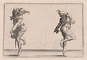 Les Deux Pantalons se Tournant le Dos (Two Men in Pantsuits Turned Away from Each Other), from "Les Caprices" Series B, The Nancy Set, Jacques Callot French, Etching; first state of two (Lieure)