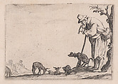 Le Berger Jouant de la Flute (The Shepherd Playing the Flute), from "Les Caprices" Series B, The Nancy Set, Jacques Callot French, Etching; first state of two (Lieure)