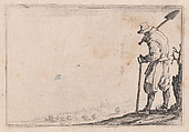 Le Paysan Portant sa Pelle sur L'Épaule (The Peasant Carrying his Shovel Over his Shoulder), from "Les Caprices" Series B, The Nancy Set, Jacques Callot French, Etching; first state of two (Lieure)