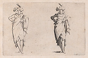 Le Gentilhomme de Face, la Main Droite sur la Hanche (The Gentleman Facing the Front, his Right Hand on his Hip), from "Les Caprices" Series B, The Nancy Set, Jacques Callot  French, Etching; first state of two (Lieure)