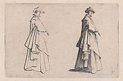 La Dame au Vêtement Ample (The Woman with Ample Clothing), from "Les Caprices" Series B, The Nancy Set, Jacques Callot  French, Etching; first state of two (Lieure)