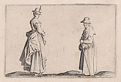 Deux Femmes de Profil (Two Women in Profile), from "Les Caprices" Series B, The Nancy Set, Jacques Callot French, Etching; first state of two (Lieure)