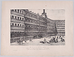 A bull fight in the Plaza Mayor, Madrid, on June 22 1833 in the presence of Isabel II, Henri-Pierre-Léon-Pharamond Blanchard French, Lithograph