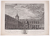 View of the Patio of the Evangelists in the centre of the main cloister of the monastery of El Escorial, from "Views of El Escorial", Manuel Alegre  Spanish, Etching and engraving