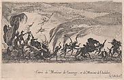 Entrée de MM. de Couvonge et de Chalabre (Entrance of Monsieur du Couvonge and of Monsieur de Chalabre), from Le Combat a la Barrière in the Palace at Nancy by Henri Humbert, printed by Sebastien Phillipe, Jacques Callot French, Etching