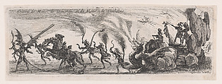 Entrée de MM. de Couvonge et de Chalabre (Entrance of Monsieur de Couvonge and of Monsieur de Chalabre), from "Le Combat a la Barrière", Jacques Callot French, Etching