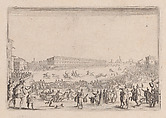 La Course de Chevaux sur la Place Pitti a Florence (The Horse Race on the Piazza Pitti in Florence), from "Les Caprices" Series B, The Nancy Set, Jacques Callot  French, Etching; first state of two (Lieure)