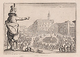 Une Fête sur la Place de la Signoria a Florence (A Festival in the Piazza della Signoria in Florence), from "Les Caprices" Series B, The Nancy Set, Jacques Callot  French, Etching; first state of two (Lieure)