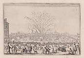 Le Feu d'Artifice sur l'Arno (Fireworks on the Arno), from "Les Caprices" Series B, The Nancy Set, Jacques Callot  French, Etching; first state of two (Lieure)
