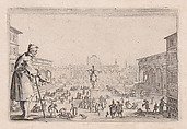 Le Marché de la Place de L'Annonciade a Florence (The Market in the Piazza della Annunziata in Florence), from "Les Caprices" Series B, The Nancy Set, Jacques Callot  French, Etching; first state of two (Lieure)