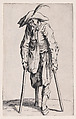 Le Mendiant a la Jambe de Bois (The Beggar with a Wooden Leg), from "Les Gueux suite appelée aussi Les Mendiants, Les Baroni, ou Les Barons" (The Beggars, also called the Barons), Jacques Callot French, Etching; first state of two (Lieure)
