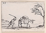 Le Paysan Frappant son Ane (The Peasant Striking his Donkey), plate 25 from "Lux Claustri ou La Lumière du Cloitre" (The Light of the Cloisters), Jacques Callot  French, Etching; second state of two (Lieure)