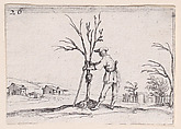 Le Jardinier Émondant un Arbuste (The Gardener Pruning a Shrub), plate 26 from "Lux Claustri ou La Lumière du Cloitre" (The Light of the Cloisters), Jacques Callot  French, Etching; second state of two (Lieure)