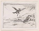 Un Aigle Jetant une Vieille Plume (An Eagle Dropping an Old Feather), plate 15 from "Lux Claustri ou La Lumière du Cloitre" (The Light of the Cloisters), Jacques Callot  French, Etching; second state of two (Lieure)