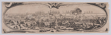 Border at Lower Right: Défaite des Anglais (Defeat of the English), from an etching on six plates of a central battle scene framed by ten additional plates, entitled Siège de la Citadelle de St-Martin dans l'Île de Ré (Siege of the Citadel of St. Martin on the Île de Ré), Jacques Callot  French, Etching; third state of three (Lieure)
