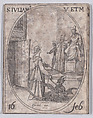 Ste. Julienne, vierge et martyre (St. Juliana, Virgin and Martyr), February 16th, from "Les Images De Tous Les Saincts et Saintes de L'Année" (Images of All of the Saints and Religious Events of the Year), Jacques Callot French, Etching; second state of two (Lieure)