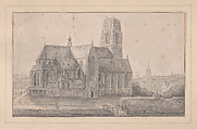 View of the Laurenskerk, Rotterdam, Gerrit van Battem  Dutch, Pen and black and gray ink, with brush and black and gray ink; framing line in brown ink