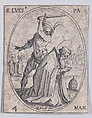 S. Lucius, pape (St. Lucius, Pope), March 4th, from "Les Images De Tous Les Saincts et Saintes de L'Année" (Images of All of the Saints and Religious Events of the Year), Jacques Callot  French, Etching; second state of two (Lieure)