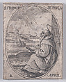 S. François de Paule (St. Francis of Paola), April 2nd, from "Les Images De Tous Les Saincts et Saintes de L'Année" (Images of All of the Saints and Religious Events of the Year), Jacques Callot  French, Etching; second state of two (Lieure)