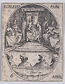S. Célestin, pape (St. Celestine, Pope), April 6th, from "Les Images De Tous Les Saincts et Saintes de L'Année" (Images of All of the Saints and Religious Events of the Year), Jacques Callot  French, Etching; second state of two (Lieure)