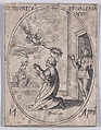 S. Tiburce et S. Valérian (St. Tiburtius and St. Valerian), April 14th, from "Les Images De Tous Les Saincts et Saintes de L'Année" (Images of All of the Saints and Religious Events of the Year), Jacques Callot  French, Etching; second state of two (Lieure)
