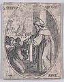 S. Etienne, abbé de Citeaux (St. Stephen, Abbot of Citeaux), April 17th, from "Les Images De Tous Les Saincts et Saintes de L'Année" (Images of All of the Saints and Religious Events of the Year), Jacques Callot  French, Etching; second state of two (Lieure)