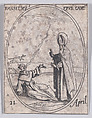 S. Anselme, évêque de Cantorbéry (St. Anslem, Bishop of Canterbury), April 21st, from "Les Images De Tous Les Saincts et Saintes de L'Année" (Images of All of the Saints and Religious Events of the Year), Jacques Callot  French, Etching; second state of two (Lieure)