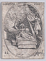 Ste. Opportune, vierge (St. Opportuna, Virgin), April 22nd, from "Les Images De Tous Les Saincts et Saintes de L'Année" (Images of All of the Saints and Religious Events of the Year), Jacques Callot  French, Etching; second state of two (Lieure)