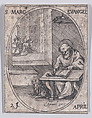 S. Marc, évangéliste (St. Mark, Evangelist), April 25th, from "Les Images De Tous Les Saincts et Saintes de L'Année" (Images of All of the Saints and Religious Events of the Year), Jacques Callot  French, Etching; second state of two (Lieure)
