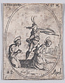 Ste. Théodore, vierge et martyre (St. Theodora, Virgin and Martyr), April 28th, from "Les Images De Tous Les Saincts et Saintes de L'Année" (Images of All of the Saints and Religious Events of the Year), Jacques Callot  French, Etching; second state of two (Lieure)