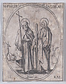 S. Philippe et S. Jacques, apôtres (St. Phillip and St. James, Apostles), May 1st, from "Les Images De Tous Les Saincts et Saintes de L'Année" (Images of All of the Saints and Religious Events of the Year), Jacques Callot French, Etching; second state of two (Lieure)