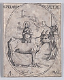 Ste. Pélagie, vierge et martyre (St. Pelagia, Virgin and Martyr), May 4th, from "Les Images De Tous Les Saincts et Saintes de L'Année" (Images of All of the Saints and Religious Events of the Year), Jacques Callot  French, Etching; second state of two (Lieure)