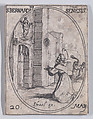 S. Bernadin, de Sienne (St. Bernardine of Siena), May 20th, from "Les Images De Tous Les Saincts et Saintes de L'Année" (Images of All of the Saints and Religious Events of the Year), Jacques Callot French, Etching; second state of two (Lieure)