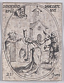 S. Eusèbe, évêque de Samosate (St. Eusebius, Bishop of Samosata), June 21st, from "Les Images De Tous Les Saincts et Saintes de L'Année" (Images of All of the Saints and Religious Events of the Year), Jacques Callot French, Etching; second state of two (Lieure)