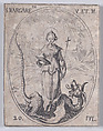 Ste. Marguerite, vierge et martyre (St. Margaret of Antioch, Virgin and Martyr), July 20th, from "Les Images De Tous Les Saincts et Saintes de L'Année" (Images of All of the Saints and Religious Events of the Year), Jacques Callot  French, Etching; second state of two (Lieure)