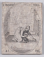 Ste. Praxède, vierge (St. Praxede, Virgin), July 21st, from "Les Images De Tous Les Saincts et Saintes de L'Année" (Images of All of the Saints and Religious Events of the Year), Jacques Callot French, Etching; second state of two (Lieure)