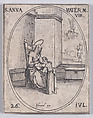 Ste. Anne, Mère de la Sainte Vierge (St. Anne, Mother of the Virgin), July 26th, from "Les Images De Tous Les Saincts et Saintes de L'Année" (Images of All of the Saints and Religious Events of the Year), Jacques Callot French, Etching; second state of two (Lieure)