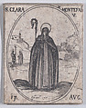 Ste. Claire de Monte-Falco, vierge (St. Clare of Montefalco, Virgin), August 17th, from "Les Images De Tous Les Saincts et Saintes de L'Année" (Images of All of the Saints and Religious Events of the Year), Jacques Callot  French, Etching; second state of two (Lieure)