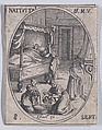 La Nativité de la Sainte Vierge (The Birth of the Virgin), September 8th, from "Les Images De Tous Les Saincts et Saintes de L'Année" (Images of All of the Saints and Religious Events of the Year), Jacques Callot  French, Etching; second state of two (Lieure)